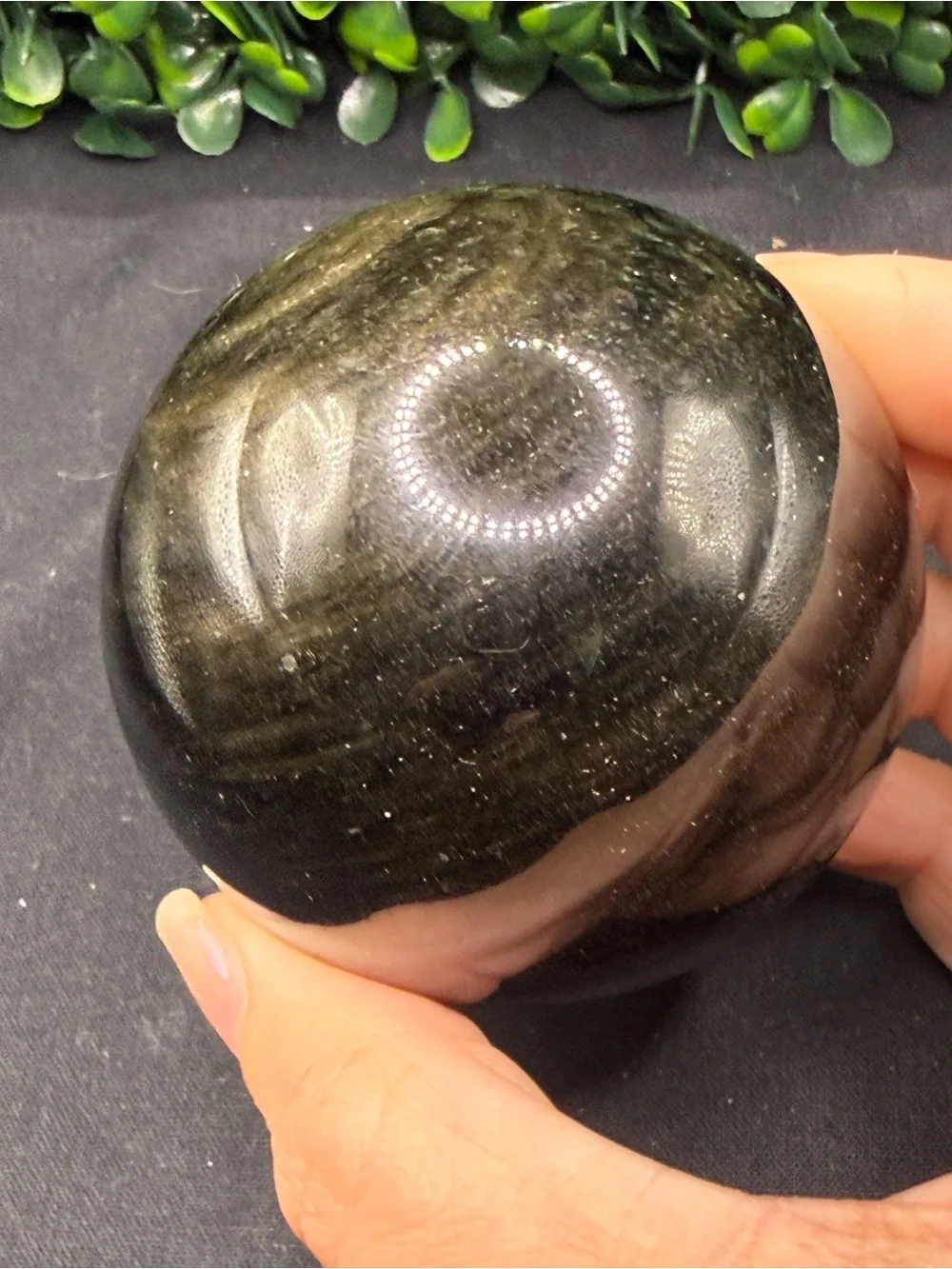 Flashy Gold Sheen Obsidian Sphere 65mm